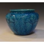 Large aqua blue majolica glazed planter or jardiniere, 21cm x 27cm