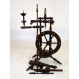 19th Century treen spinning wheel with 'vegetable ivory' mounts