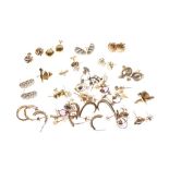 Selection of 9ct gold, yellow metal and unmarked ear studs etc, 41.7g gross approx