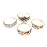 Four various 9ct gold dress rings, 8.9g gross approx