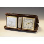 Vintage German desk compendium or weather station comprising timepiece, barometer and thermometer in