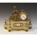 Late 19th Century French gilt metal and alabaster mantel clock, the Samuel Marti & Cie movement