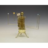 Electrically powered brass orrery, 38cm high