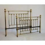 Good quality late Victorian brass and iron double bedstead, plaque of Peyton-Peyton (Birmingham)