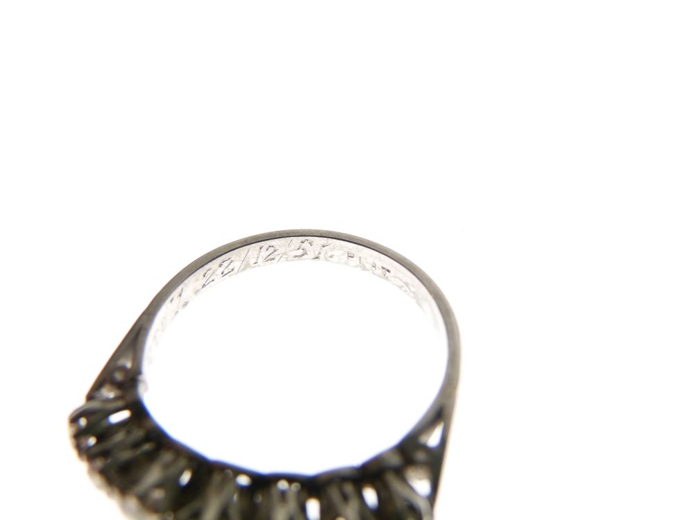 Mid 20th Century platinum and seven-stone diamond ring, of graduated stones, shank stamped Plat, - Image 5 of 8