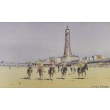 Anthony J. Avery - Watercolour - 'Donkeys on the beach' (Blackpool), signed lower right, 24cm x