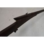 Indian matchlock gun 'Jezzail', round barrel 90cm with swollen, fluted muzzle, long metal side-