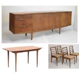 Modern Design - MacIntosh of Kirkcaldy - 1970's retro teak dining suite comprising: draw-out