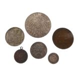 Coins - Small group of foreign coinage to include German 5 Marks 1913, 1 Mark 1912, Ceylon 10