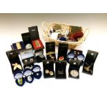 Costume jewellery - basket containing a selection of novelty cufflinks, bar brooches, lighters, etc