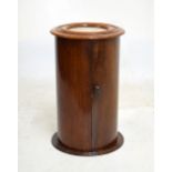 Victorian mahogany marble top cylindrical pot cupboard, 62cm high