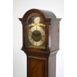 Mid 20th Century oak-cased chiming grandmother clock, with three-train spring driven movement by