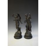 After Bruchon - Pair of late 19th/early 20th Century French spelter figures - 'L'Arc En Ciel & L'