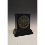 19th Century Egyptian Revival slate mantel clock, having a Roman dial with visible Brocot