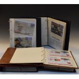 Five various albums of Post Office postcards, presentation packs with coin collections, First Day