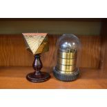 Barigo desk top barometer, thermometer and hygrometer beneath a dome, 17cm high and a table top