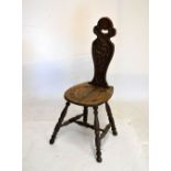 Late 19th/early 20th Century carved oak spinning chair