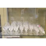 Large quantity of cut crystal glass wine, sherry, tumblers and brandy glasses