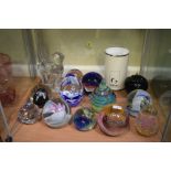 Group of various glass paperweights (14)