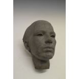 Cast metal mask of a female, 26cm high