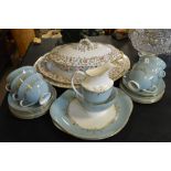 Spode Shanghai pattern tureen and cover, and two graduated oval meat plates, and a Royal Doulton '