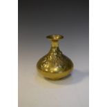 Early 20th Century Japanese polished bronze vase of bulbous form decorated in relief with monkeys at