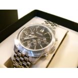 Bulova - Gentleman's stainless steel chronograph wristwatch, black dial with Roman quarters and