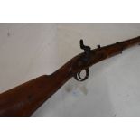 Percussion carbine for mounted troops, having a round sighted barrel 22", fixed with two iron