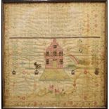 Early 19th Century needlework sampler titled 'The Desire' worked by Lydia ???, in 1816, framed and