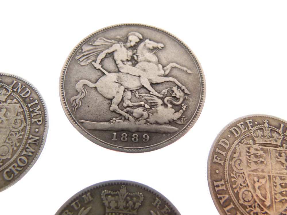 Coins - Group of Victorian coinage to include 1889 Crown (Old Head), three Half Crowns, 1845, - Image 7 of 14
