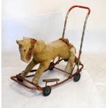 Vintage Triang push-along mohair dog, 64cm long
