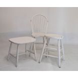 White-painted chair, stool and occasional table (3)