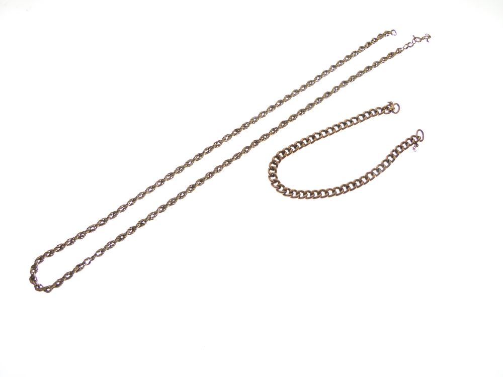 9ct gold curb link bracelet, together with a 9ct gold rope-link necklace, 11g gross approx (2) - Image 4 of 8