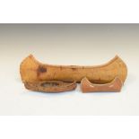 Ethnographica - Native American bark canoe, 34cm long, together with two smaller examples (3)
