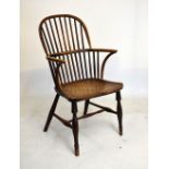 Late 19th Century elm and ash framed stick back Windsor elbow chair