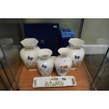 Mixed group of Aynsley 'Cottage Garden' pattern vases and dishes