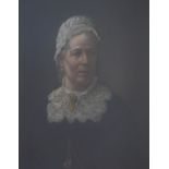 Late 19th Century portrait of a lady with lace collar, within an elaborate gilt gesso frame, and two
