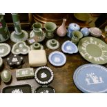 Collection of Wedgwood jasperware green, blue, pink and black