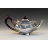 George V silver tea pot of bulging oval form, London 1916, 18.7toz gross approx