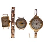 Lady's 15ct gold wristwatch, 20.7g gross approx, lady's Rotary 9ct gold watch head with