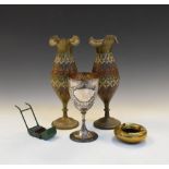 Small group of collectables comprising Dinky Supertoys Lawnmower, pair of Indian Benares brass
