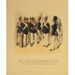 Military Interest - Folio of prints depicting the Prussian Army, with blindstamp of T. Romolini