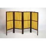 Late 19th/early 20th Century beech framed four-fold screen having removable screens, 111cm high x
