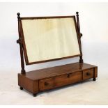 19th Century mahogany and string inlaid box base dressing table mirror, 69cm wide