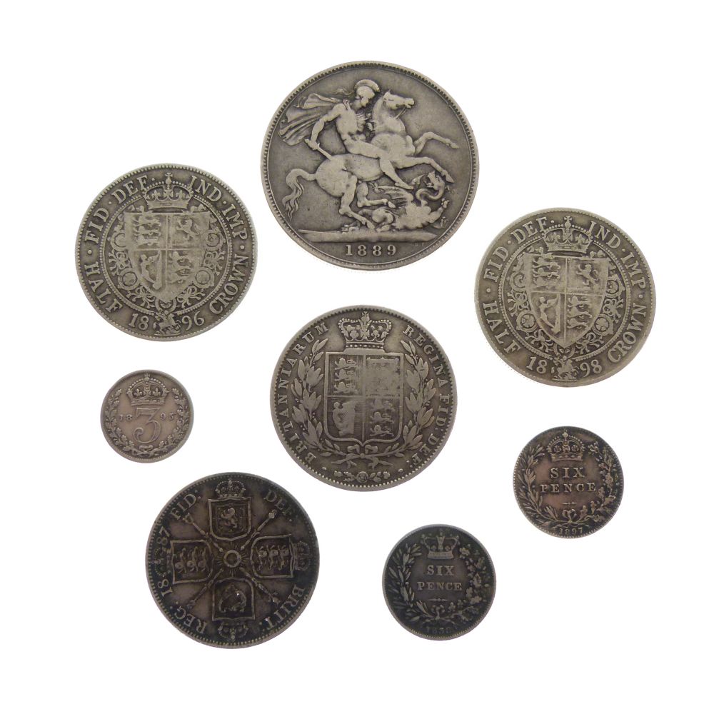 Coins - Group of Victorian coinage to include 1889 Crown (Old Head), three Half Crowns, 1845, - Image 2 of 14