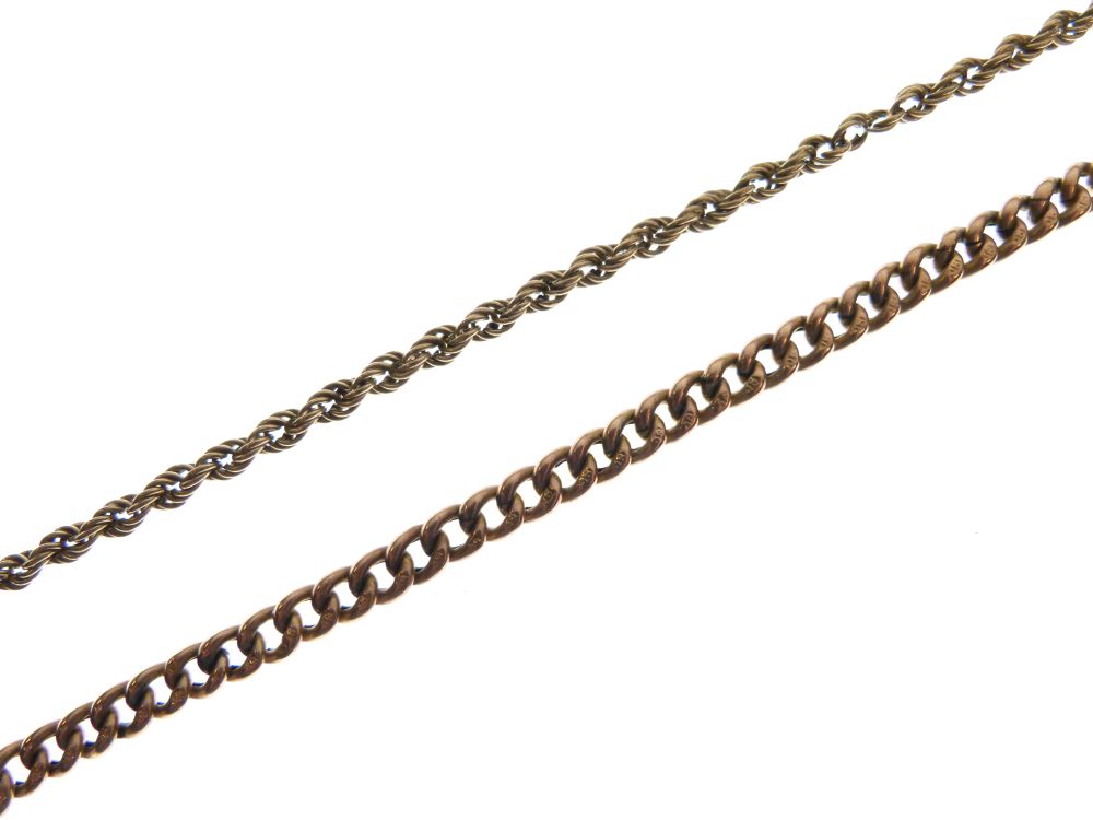 9ct gold curb link bracelet, together with a 9ct gold rope-link necklace, 11g gross approx (2)