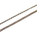 9ct gold curb link bracelet, together with a 9ct gold rope-link necklace, 11g gross approx (2)