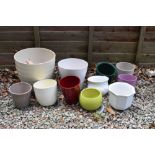 Selection of mainly West German plant pots to include Scheurich, largest 27.5cm diameter x 26.5cm