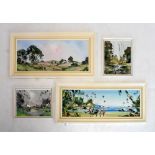 George Deakins - Four oils on board - A seascape, landscape, and two smaller landscapes, all framed