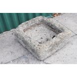 Weathered Cornish granite plant trough of rectangular form, 50cm x 54cm x 22cm high